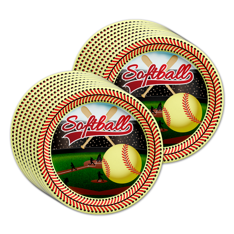 Softball Birthday Party Tableware Kit For 16 Guests - BirthdayGalore.com