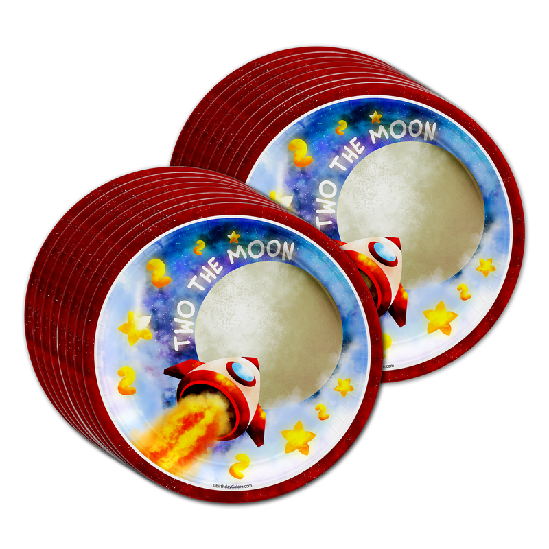 Two The Moon 2nd Birthday Party Tableware Kit For 16 Guests