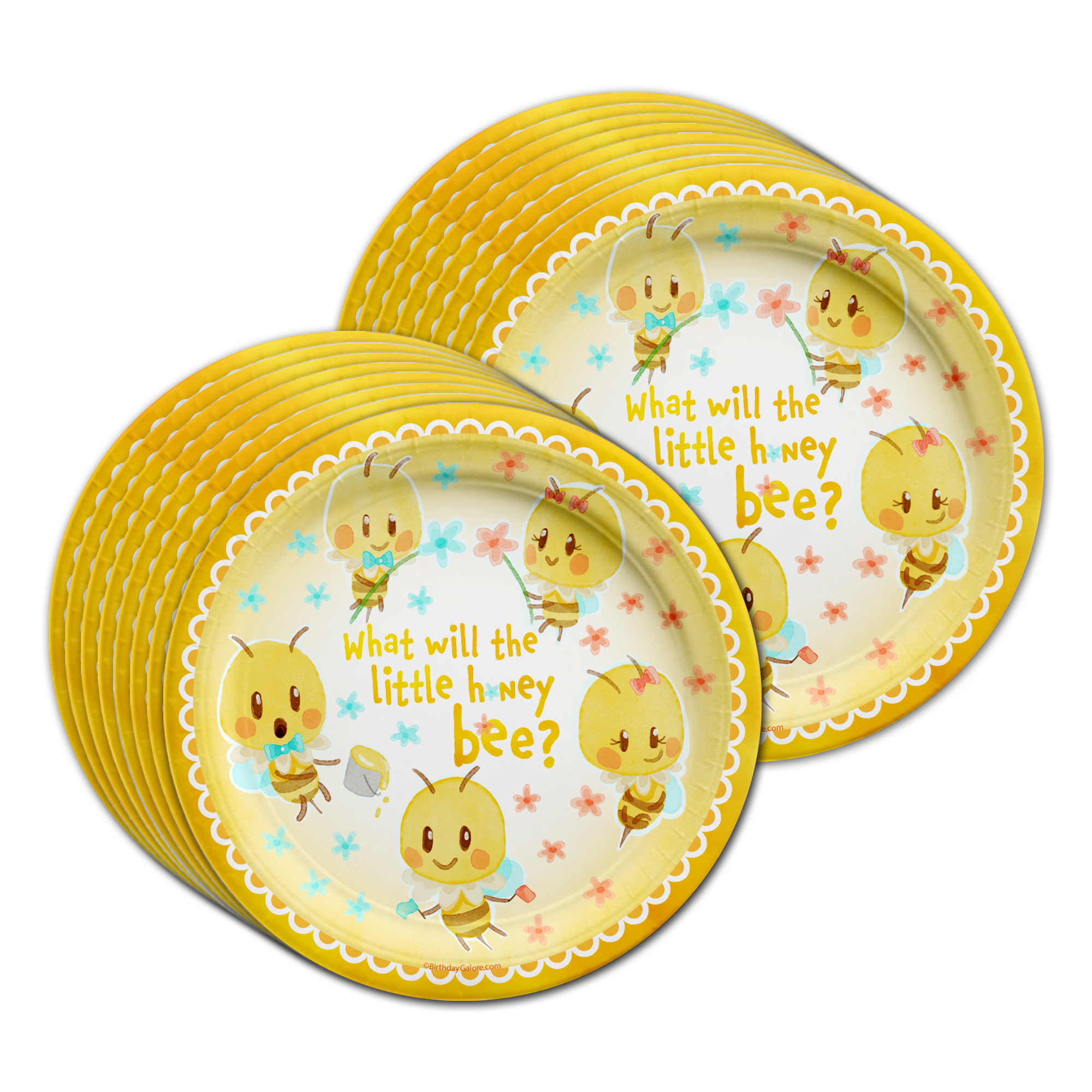Birthday Galore What Will the Little Honey Bee? Gender Reveal Party Tableware Kit For 16 Guests