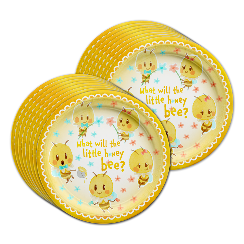 Birthday Galore What Will the Little Honey Bee? Gender Reveal Party Tableware Kit For 16 Guests