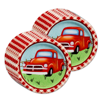 Red Vintage Pickup Truck Birthday Party Tableware Kit For 16 Guests