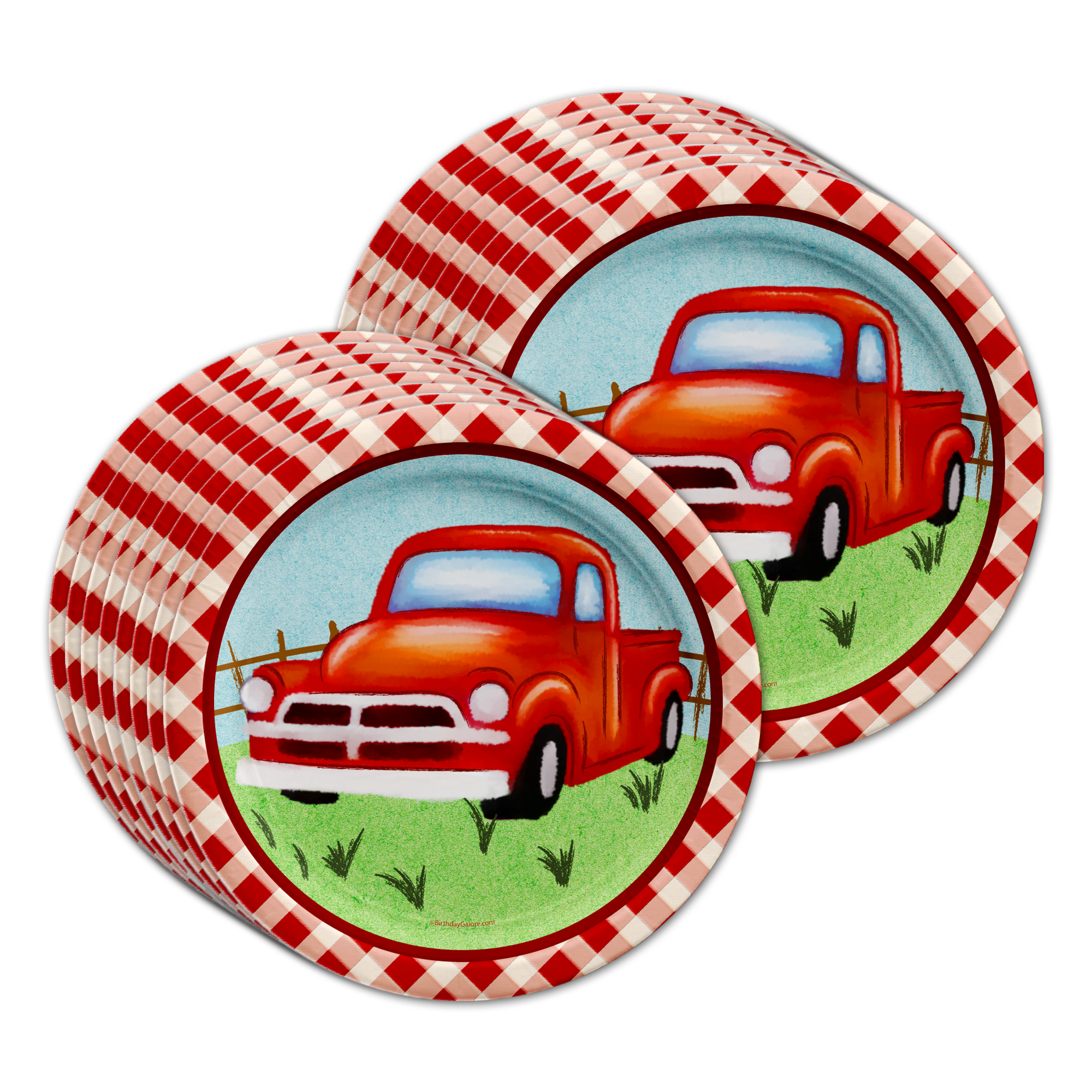 Red Vintage Pickup Truck Birthday Party Tableware Kit For 16 Guests