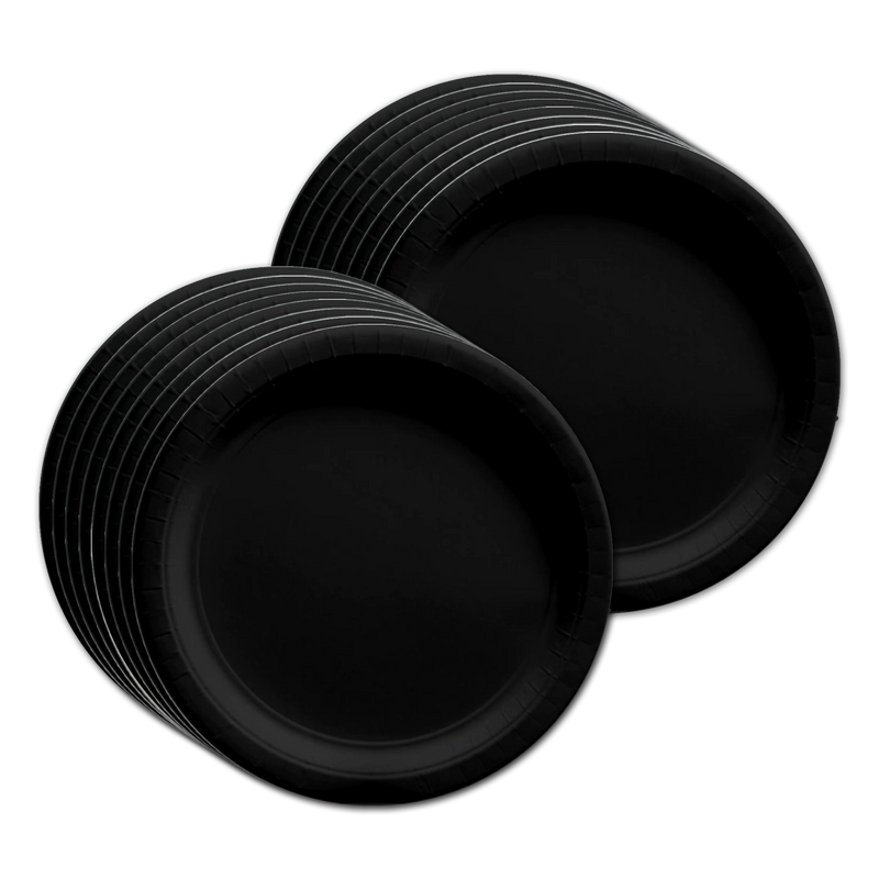 Solid Black Birthday Party Tableware Kit For 16 Guests