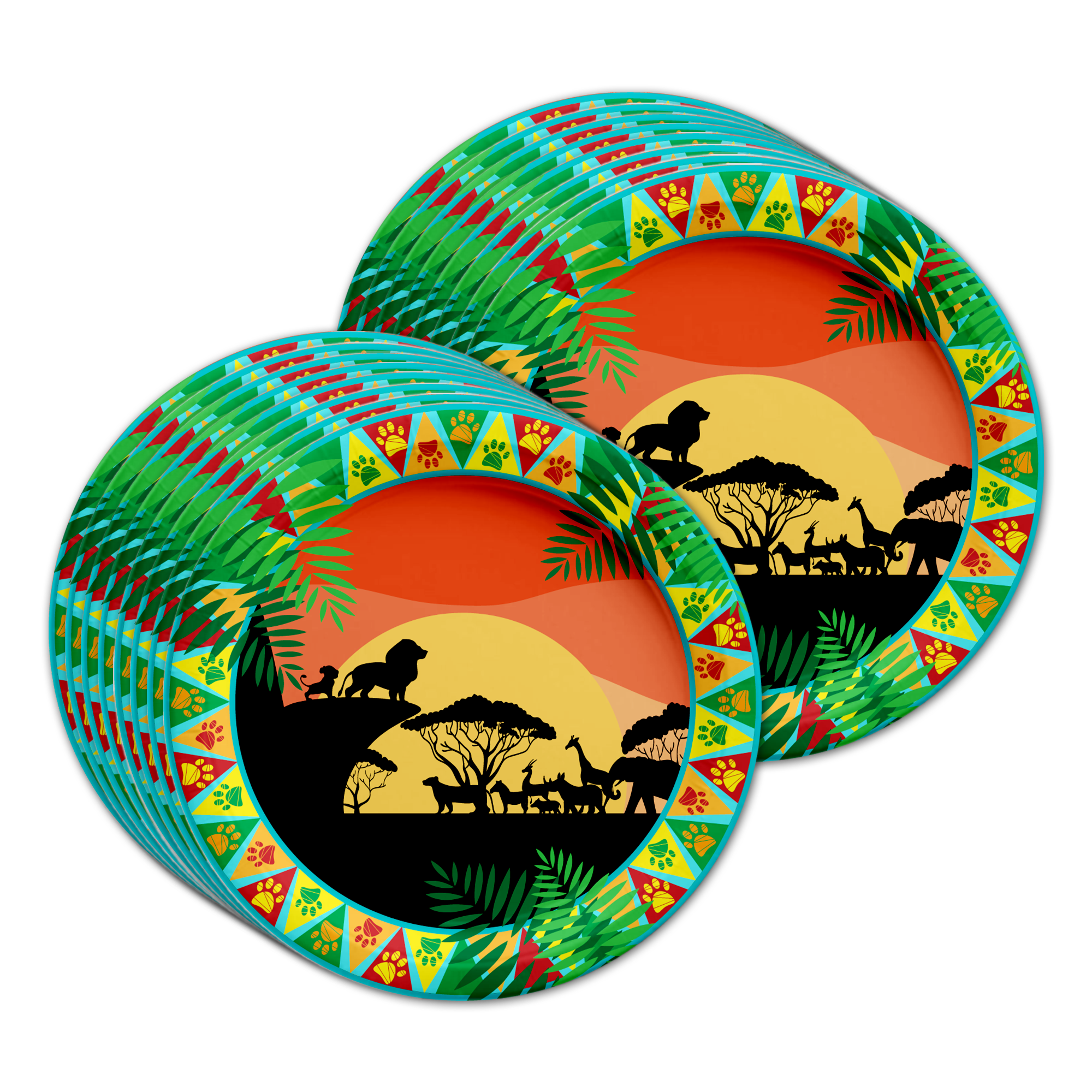 Sunset Safari Animals Birthday Party Tableware Kit For 16 Guests - BirthdayGalore.com