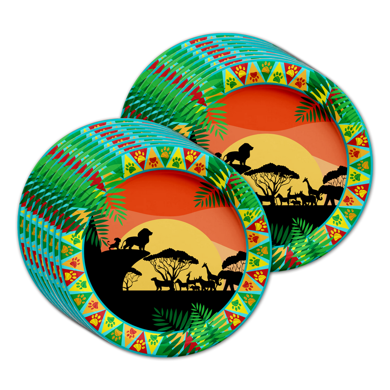 Sunset Safari Animals Birthday Party Tableware Kit For 16 Guests - BirthdayGalore.com