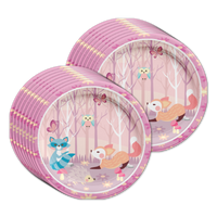 Girl Woodland Animals Birthday Party Tableware Kit For 16 Guests - BirthdayGalore.com