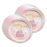 Sweet 16th Pink and Gold Birthday Party Tableware for 16 Guests - BirthdayGalore.com