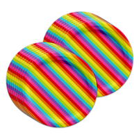 Rainbow Stripes Birthday Party Tableware Kit For 16 Guests - BirthdayGalore.com