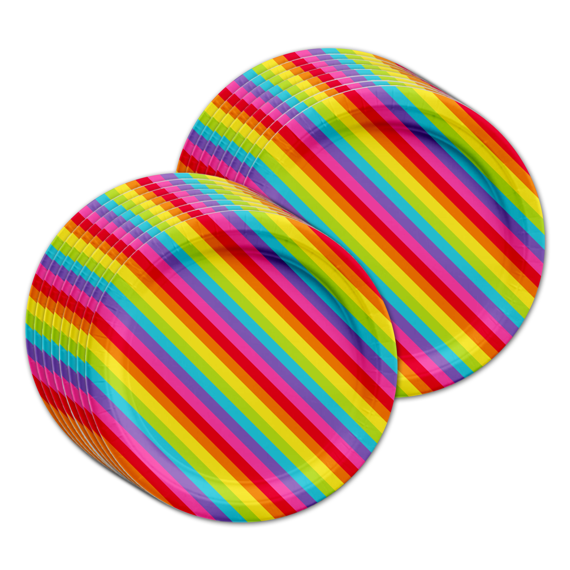 Rainbow Stripes Birthday Party Tableware Kit For 16 Guests - BirthdayGalore.com