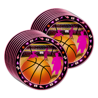 Pink Girl Basketball Birthday Party Tableware Kit For 16 Guests - BirthdayGalore.com