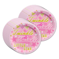 Pink Girl Twinkle Little Star Birthday Party Tableware Kit For 16 Guests - BirthdayGalore.com