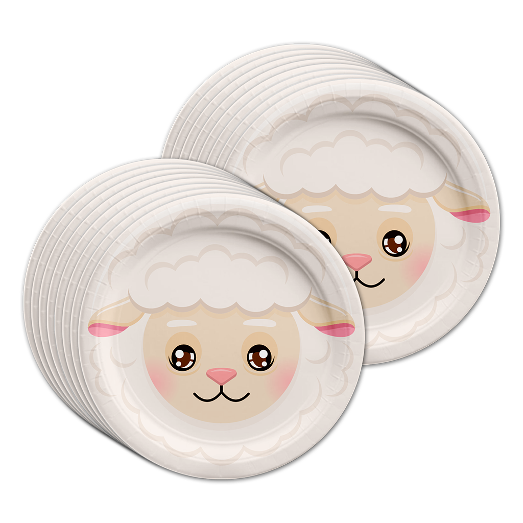 Sheep Birthday Party Tableware Kit For 16 Guests - BirthdayGalore.com