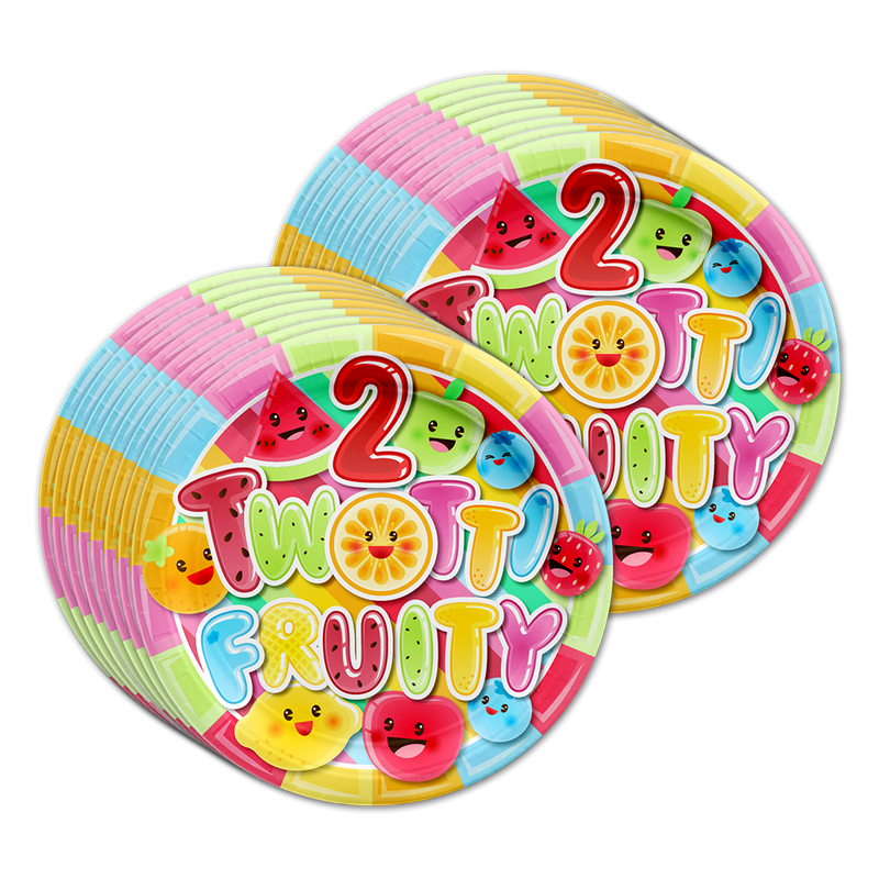 Two-tti Fruity 2nd Birthday Party Tableware Kit For 16 Guests - BirthdayGalore.com