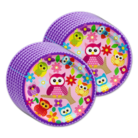 Patchwork Owl Birthday Party Tableware Kit For 16 Guests - BirthdayGalore.com