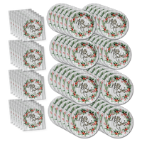 Merry Christmas Holiday Party Tableware Kit For 24 Guests