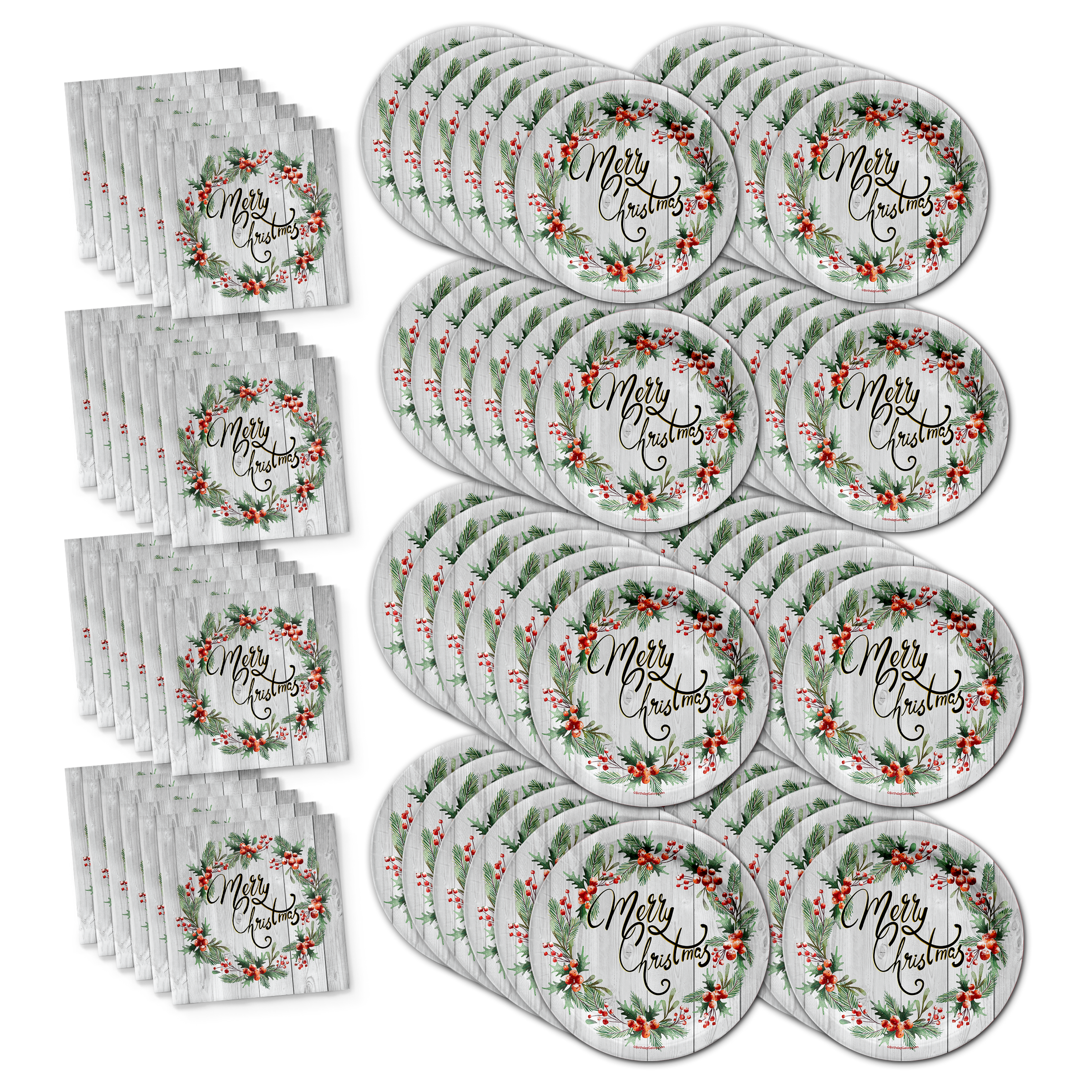 Merry Christmas Holiday Party Tableware Kit For 24 Guests