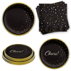Black and Gold Cheers Tableware Kit For 24 Guests