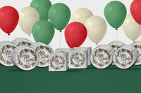 Merry Christmas Holiday Party Tableware Kit For 24 Guests