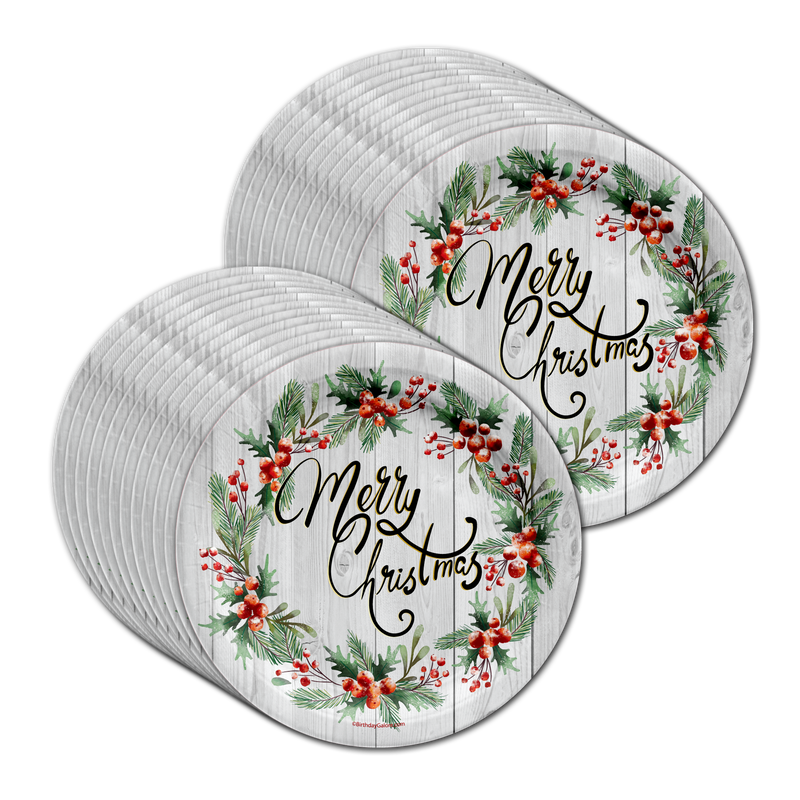 Merry Christmas Holiday Party Tableware Kit For 24 Guests