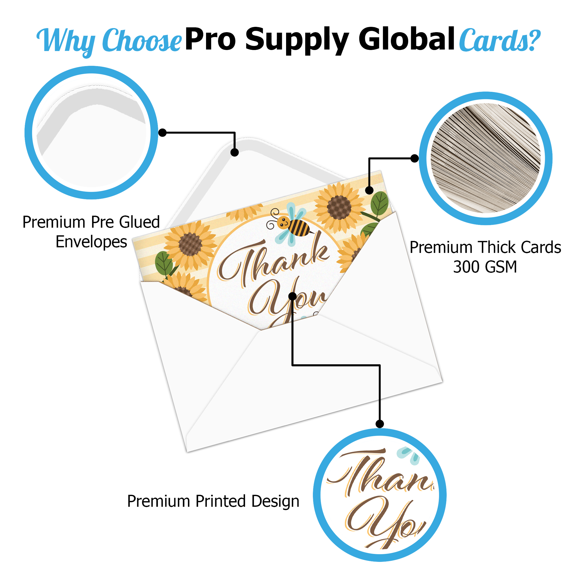Sunflower Thank You Cards with Envelopes