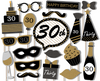 30th Birthday Black & Gold Photo Booth Props 20pcs Assembled - BirthdayGalore.com