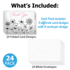 Black and White Floral Thank You Cards with Envelopes