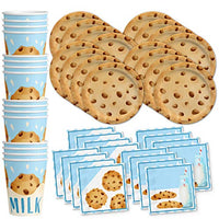 Milk and Cookies Birthday Tableware Kit For 16 Guests