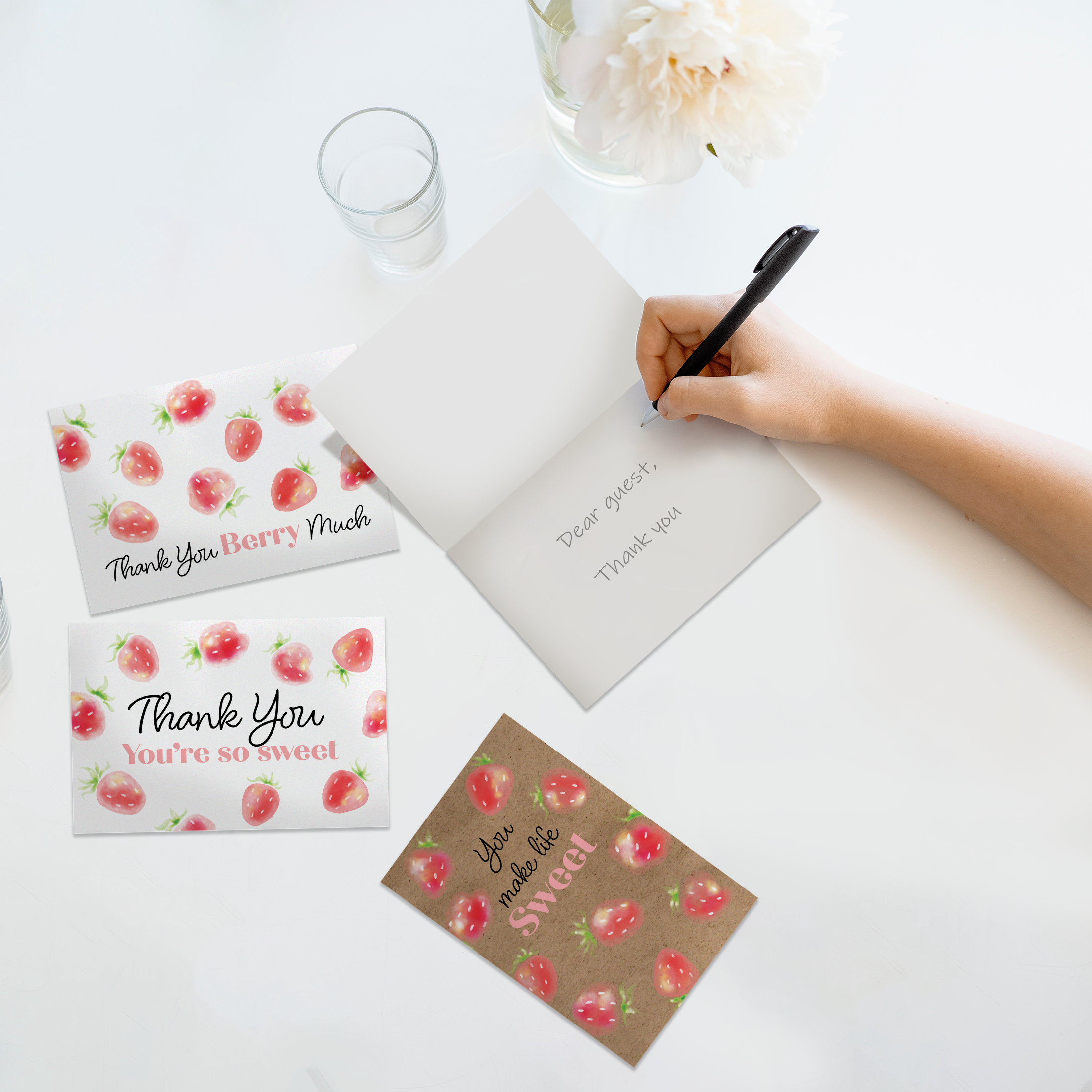 Strawberry Thank You Cards with Envelopes