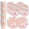 70th Birthday Pink & Gold Party Tableware Kit For 16 Guests - BirthdayGalore.com