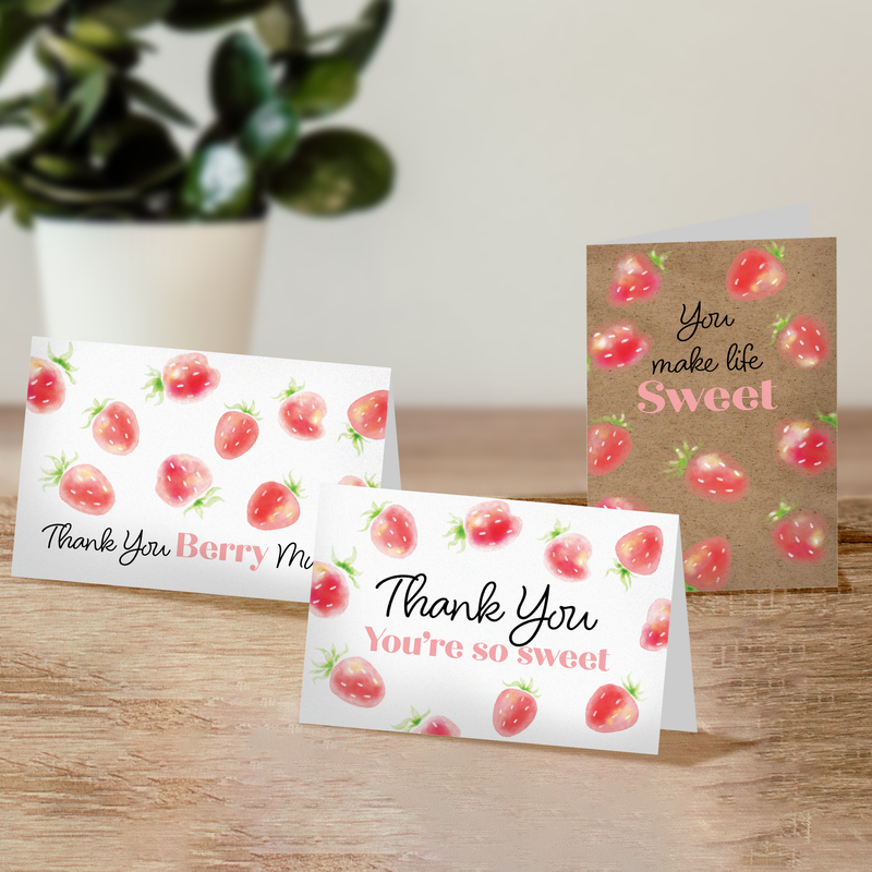 Strawberry Thank You Cards with Envelopes