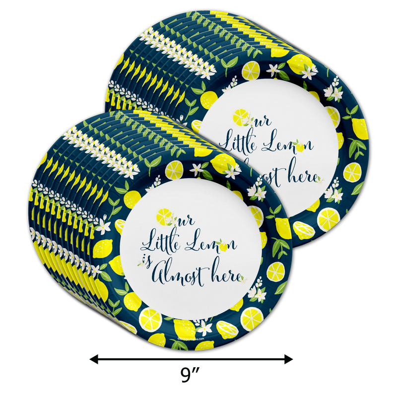 Lemon Baby Shower Tableware Kit For 24 Guests