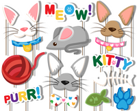 Kitty Cat Photo Booth Props 20pcs Assembled - BirthdayGalore.com