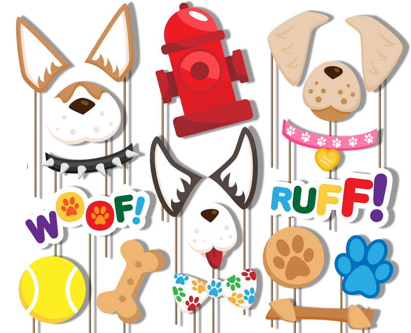 Puppy Dog Photo Booth Props 20pcs Assembled - BirthdayGalore.com