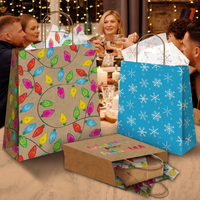 Christmas Lights Kraft Gift Bags Mixed Size Set