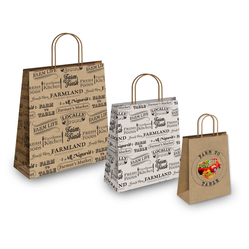 Farmer's Market Kraft Gift Bags Mixed Size Set