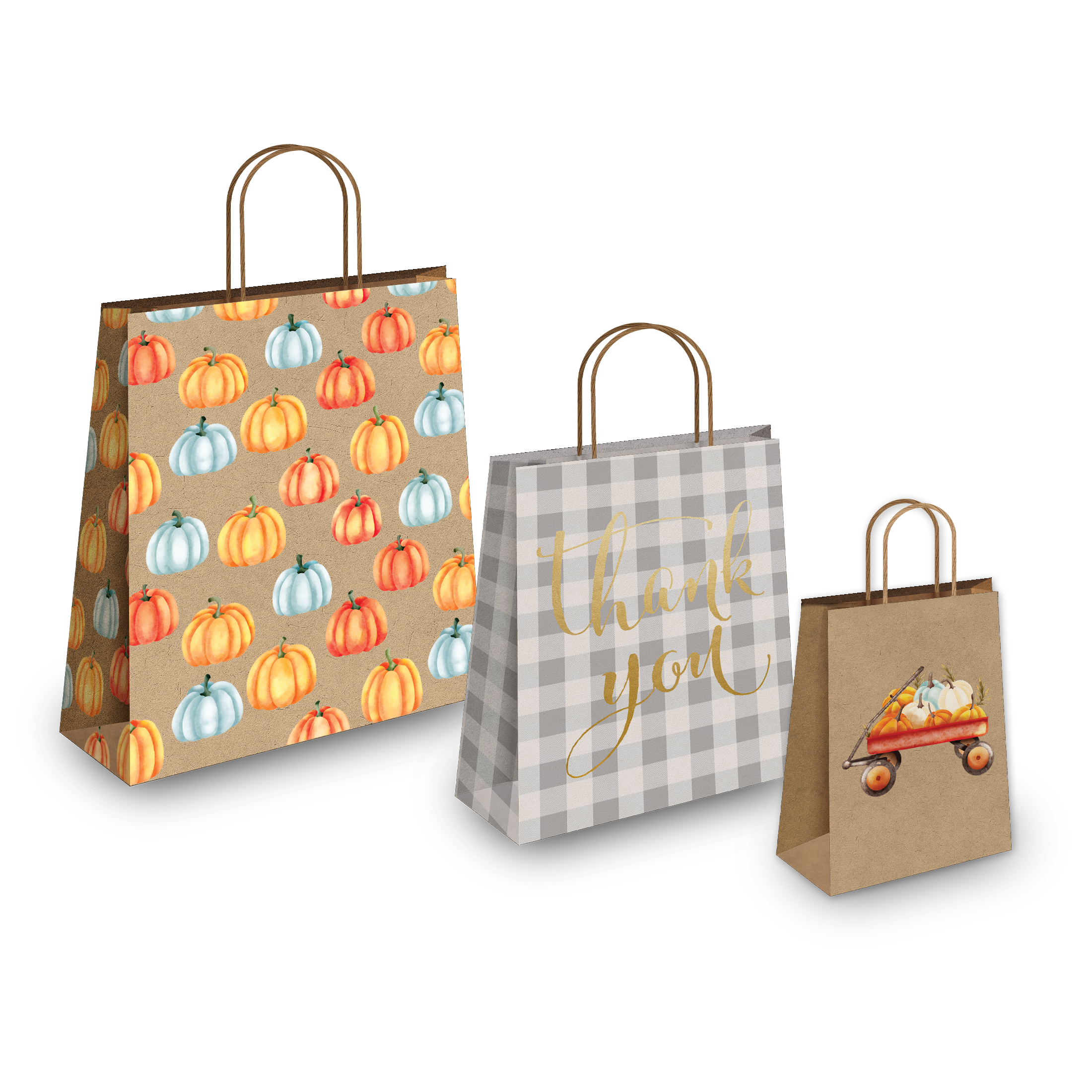 Fall Kraft Gift Bags Mixed Size Set