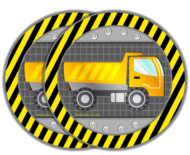 Construction Trucks Birthday Party Supplies Large 9" Plates 80pcs Value Pack