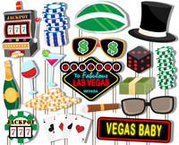 Las Vegas Casino Photo Booth Props 20pcs Assembled - BirthdayGalore.com