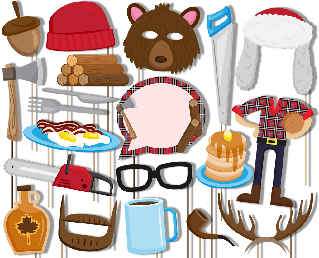 Lumberjack Photo Booth Props 20pcs Assembled
