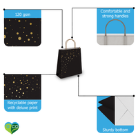 Gold Confetti Kraft Gift Bags (10.5x8x4.5 inches)