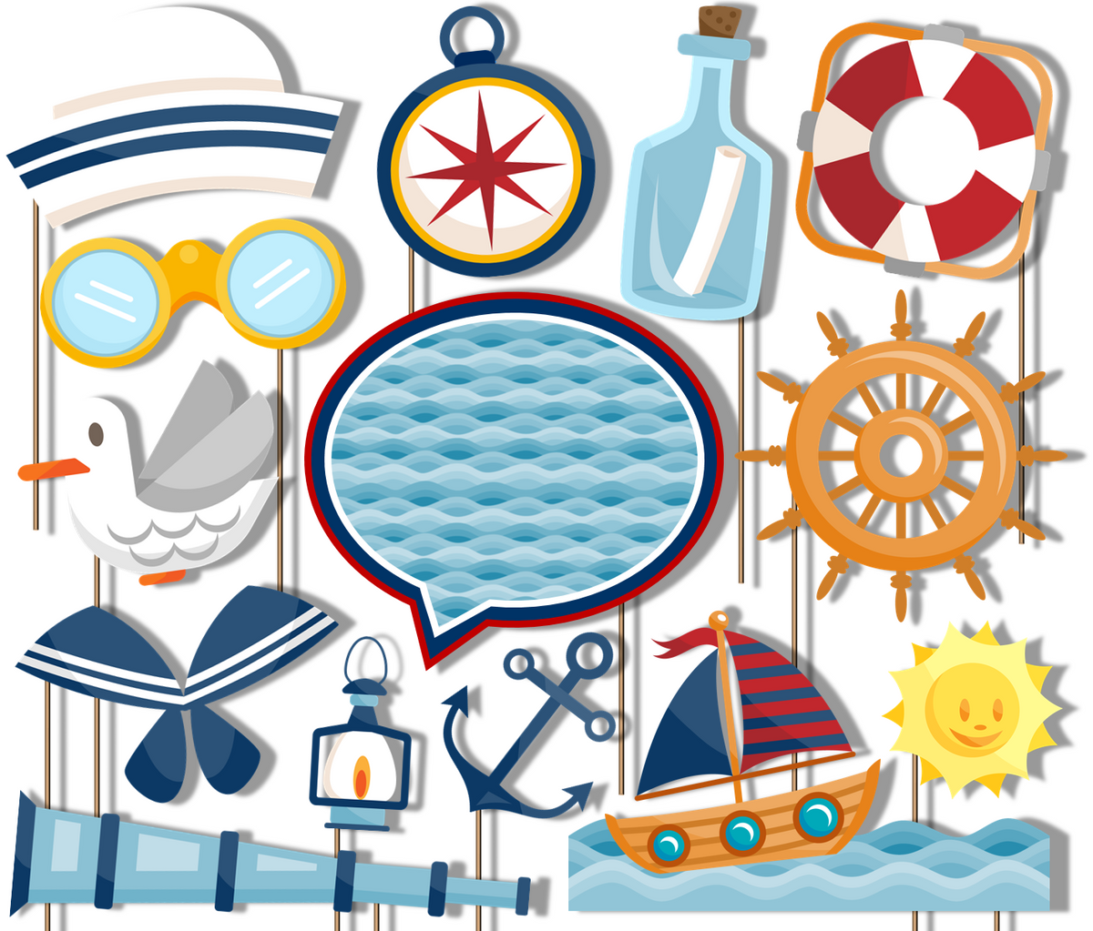 Nautical Photo Booth Props 20pcs Assembled - BirthdayGalore.com
