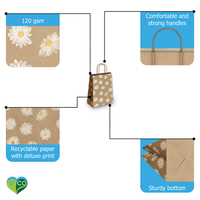 Floral Kraft Gift Bags Mixed Size Set