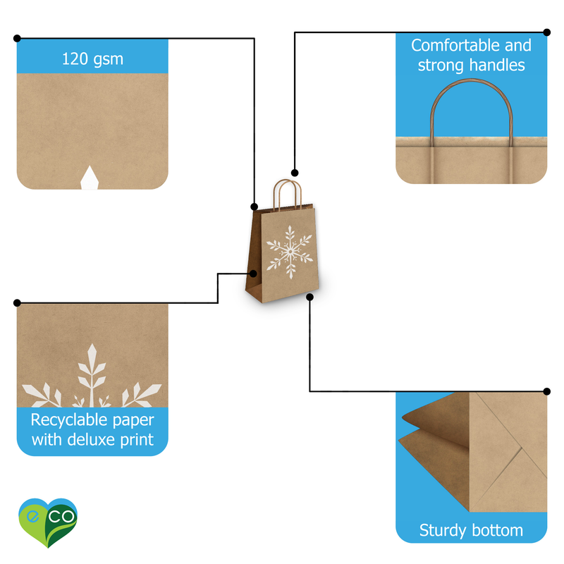 Fir Trees Kraft Gift Bags Mixed Size Set