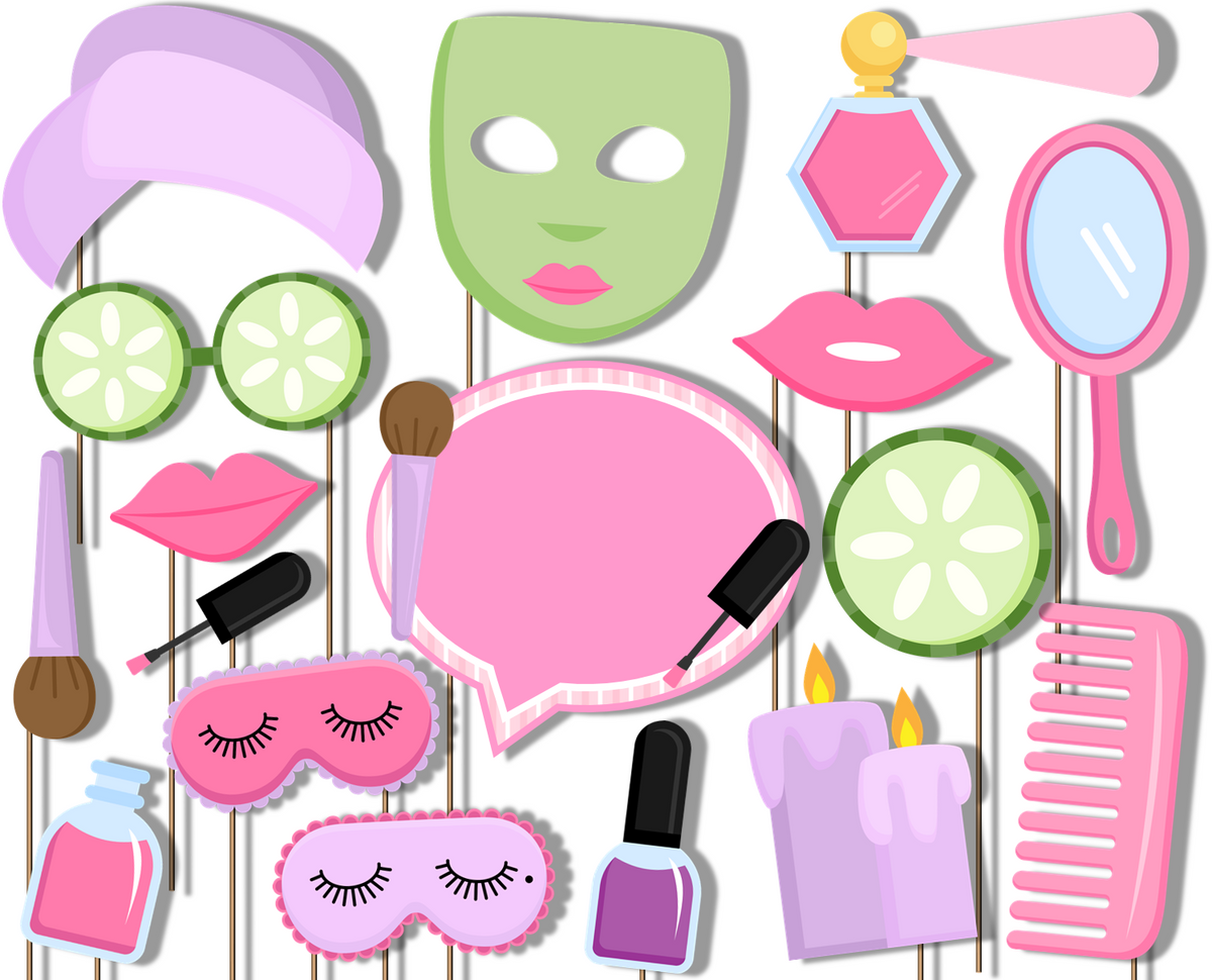 Spa Photo Booth Props 20pcs Assembled - BirthdayGalore.com
