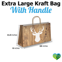 Deer Head Large Birthday Gift Bags Vogue Kraft Shopping Bags with Handles (11.5x16x6 inches)