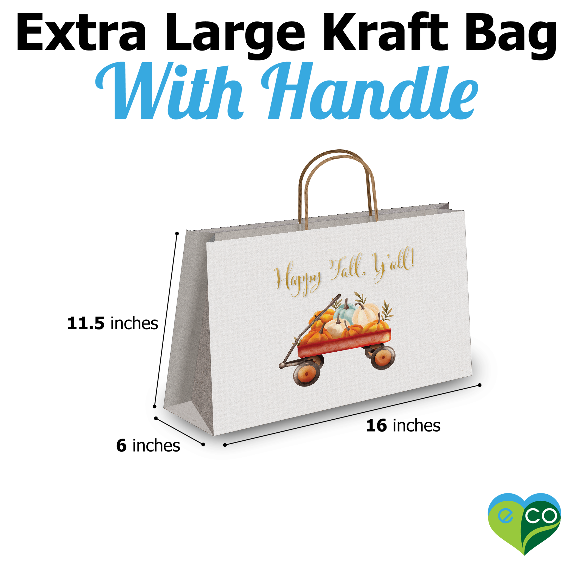 Hello Fall Large Birthday Gift Bags Vogue Kraft Shopping Bags with Handles (11.5x16x6 inches)