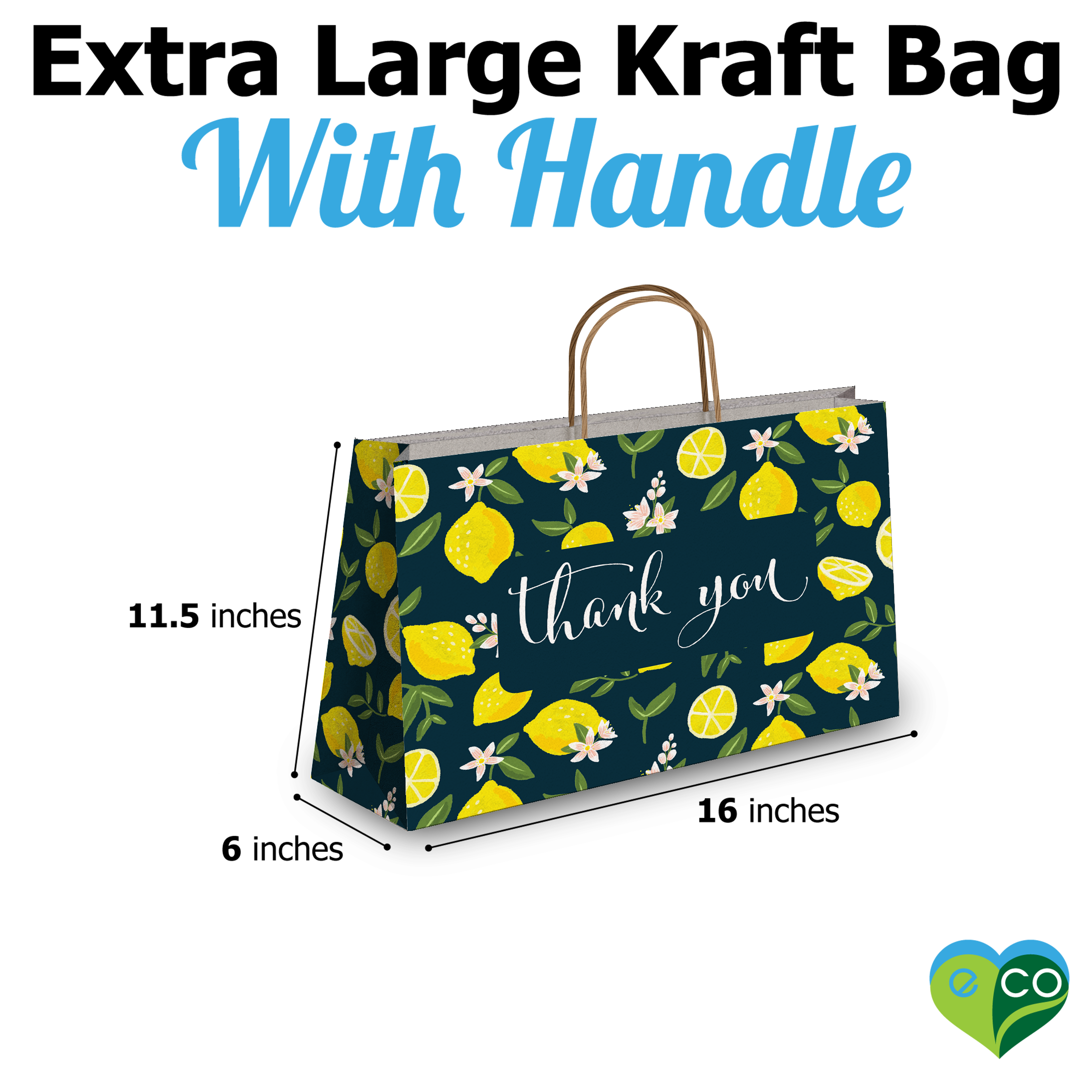 Pro Supply Global Printed Shopping/Gift Bags (24 Count Vogue Bags, Lemons)