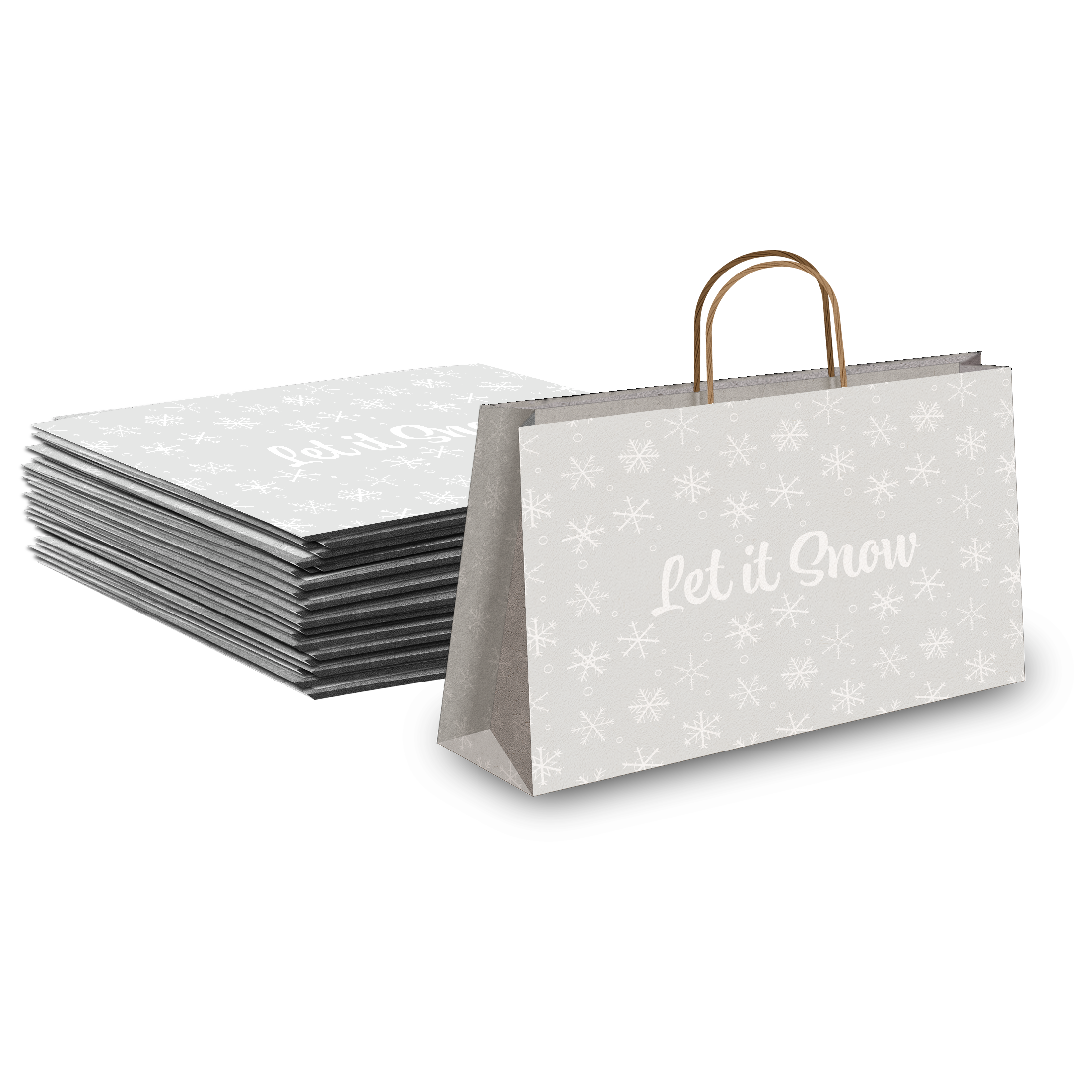 Let it Snow Large Birthday Gift Bags Vogue Kraft Shopping Bags with Handles (11.5x16x6 inches)