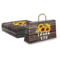 Sunflower Thank You Large Birthday Gift Bags Vogue Kraft Shopping Bags with Handles (11.5x16x6 inches)