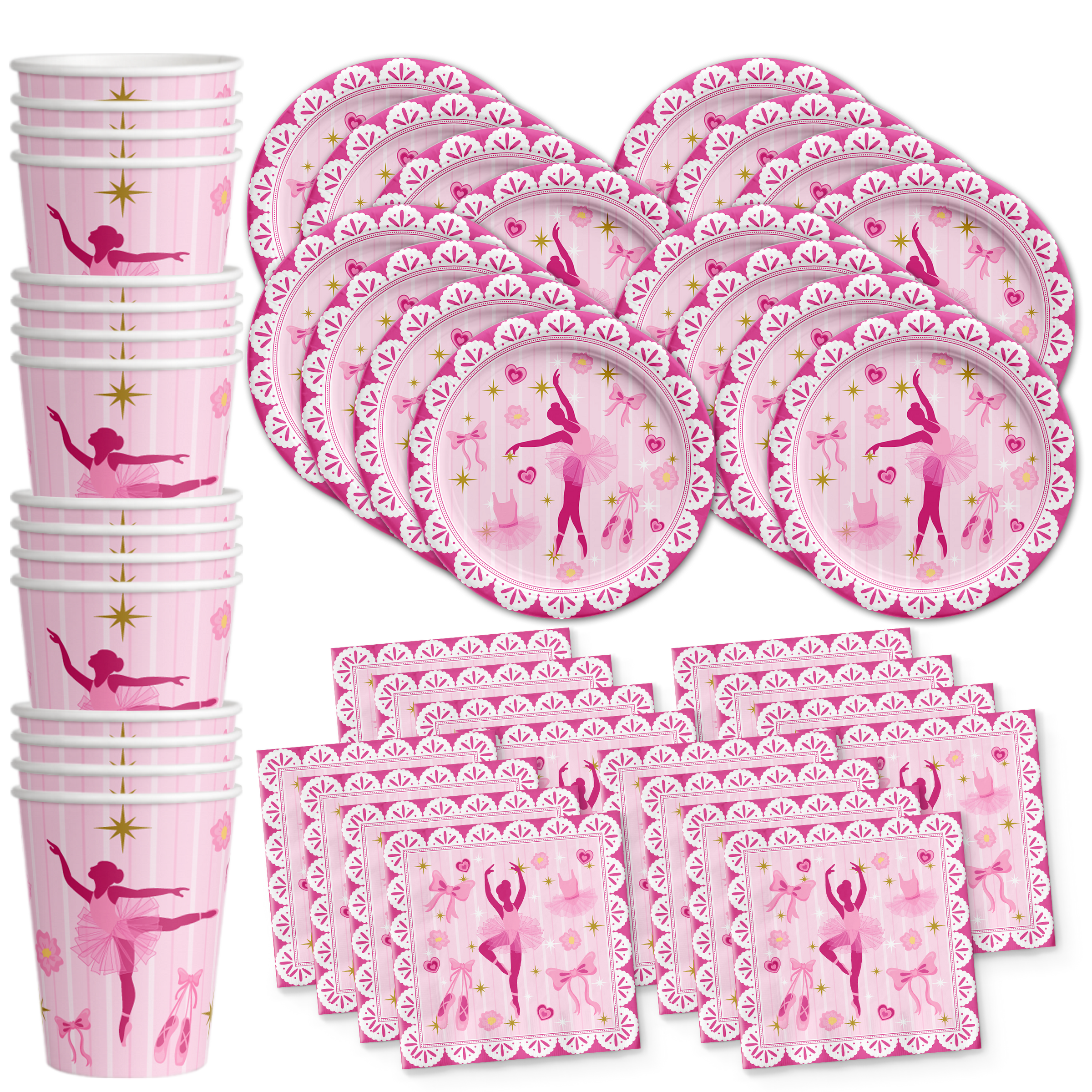 Little Ballerina Birthday Party Tableware Kit For 16 Guests - BirthdayGalore.com